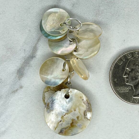 Silver Tone Shell Cluster Dangle Upcycled Pendant - Picture 5 of 5